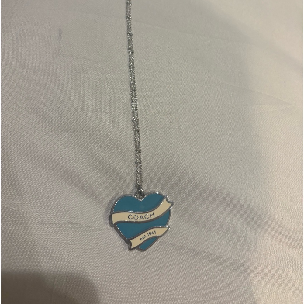 Blue heart Coach necklace